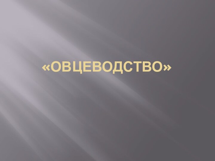 «ОВЦЕВОДСТВО»