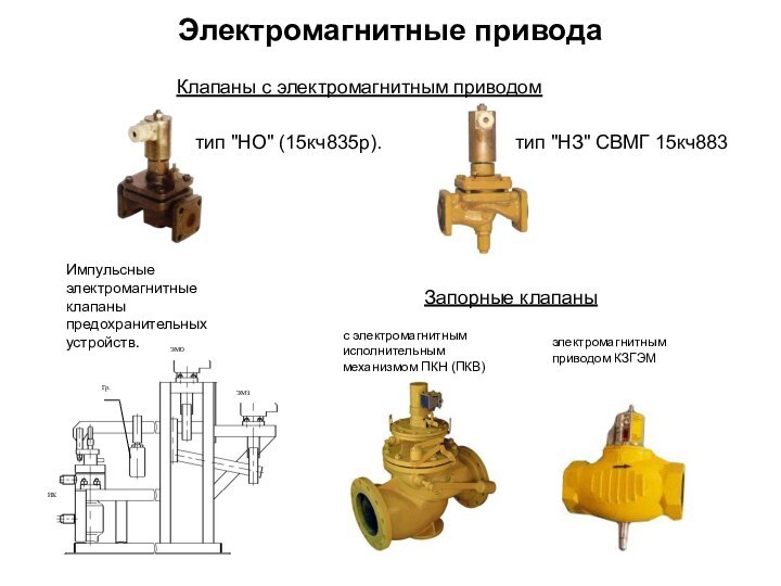 Электромагнитные приводаКлапаны с электромагнитным приводомИмпульсные электромагнитные клапаны предохранительных устройств.электромагнитным приводом КЗГЭМ Запорные