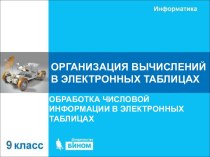 Организация вычислений в электронных таблицах. Обработка числовой информации в электронных таблицах