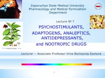 Psychostimulants, adaptogens, analeptics, antidepressants, and nootropic drugs