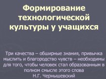 Формирование технологической культуры у учащихся