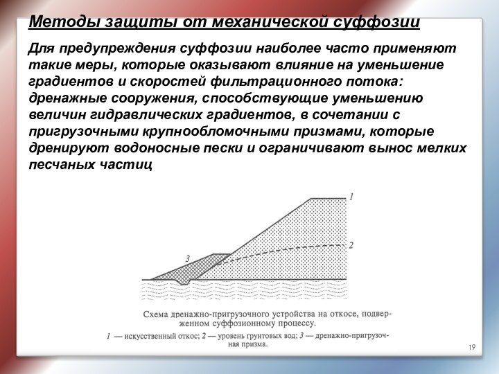 Методы защиты от механической суффозии  Для предупреждения суффозии наиболее часто применяют