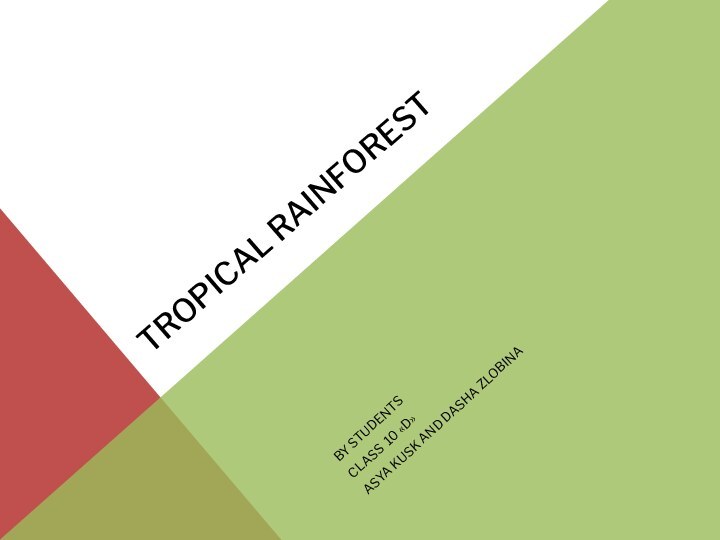 TROPICAL RAINFORESTBY STUDENTSCLASS 10 «D»ASYA KUSK AND DASHA ZLOBINA