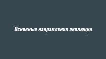 Основные направления эволюции