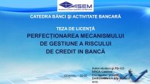 Perfecționarea mecanismului de gestiune a riscului de credit in bancă