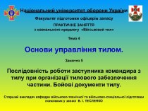 Послідовність роботи заступника командира з тилу при організації тилового забезпечення частини. Бойові документи тилу