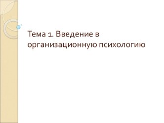 Введение в организационную психологию