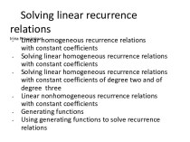 Lecture 7. Solving linear recurrence relations