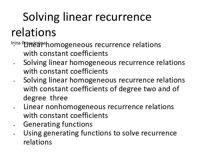 Solving linear recurrence relations