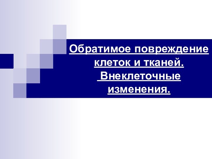 Обратимое повреждение клеток и тканей.  Внеклеточные изменения.