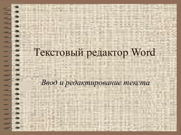 Текстовый редактор WordВвод и редактирование текста