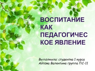 Воспитание как педагогическое явление