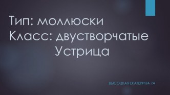 Тип: моллюски. Класс: двустворчатые. Устрица