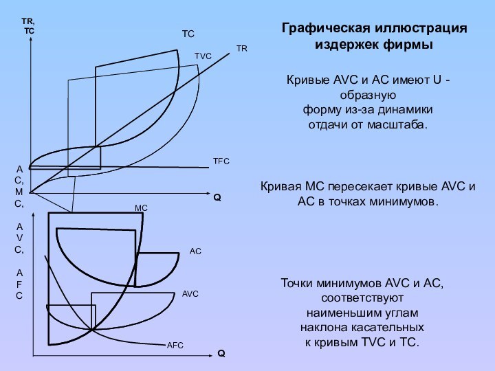 TCTFC  TVCTR,TCTRQMCACAVCQ AC, MC, AVC, AFCAFCГрафическая иллюстрация издержек фирмыКривые AVC и