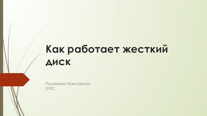 Как работает жесткий диск Пилипенко Константин 31КС