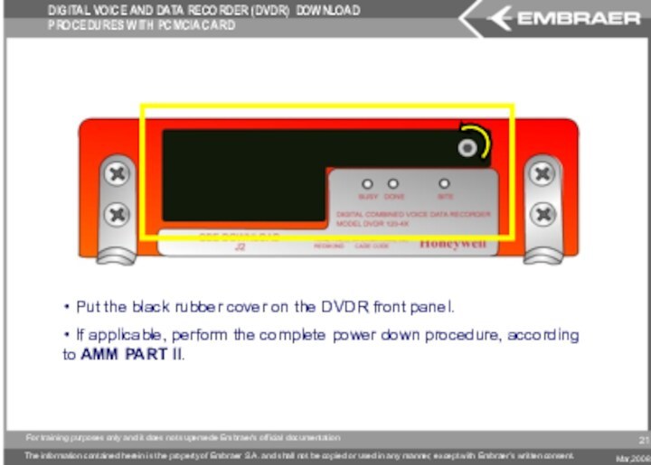 Put the black rubber cover on the DVDR front panel. If