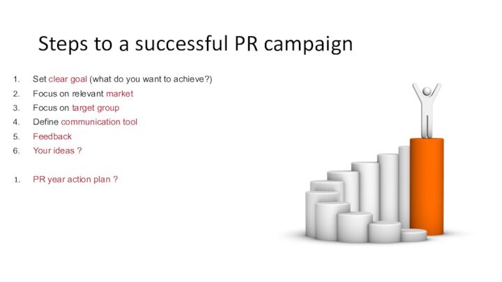 Steps to a successful PR campaignSet clear goal (what do you want