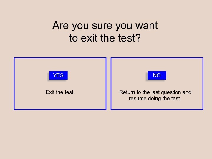 Are you sure you want to exit the test?YESNOExit the test. Return