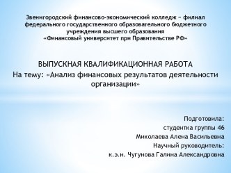 Анализ финансовых результатов деятельности организации. АО Богаевский карьер