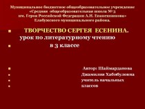 Творчество Сергея Есенина. Урок по литературному чтению в 3 классе