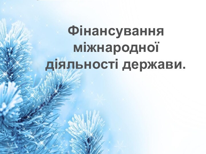 Фінансування міжнародної діяльності держави.