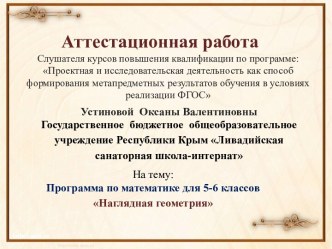 Аттестационная работа. Программа по математике для 5-6 классов. Наглядная геометрия