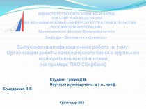 Организация работы коммерческого банка с крупными корпоративными клиентами (на примере ПАО Сбербанк)