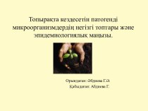 Топырақта кездесетін патогенді микроорганизмдердің негізгі топтары және эпидемиологиялық маңызы