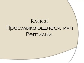 Класс Пресмыкающиеся, или Рептилии