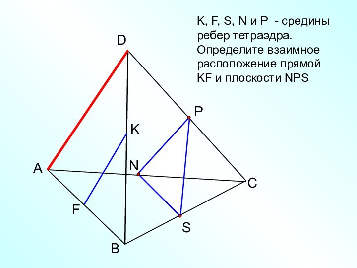 АВСDNK, F, S, N и Р - средины ребер тетраэдра. Определите взаимное