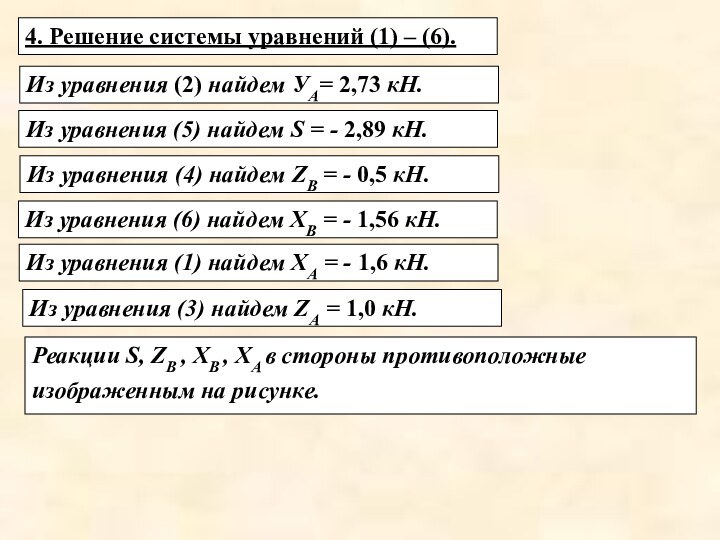 4. Решение системы уравнений (1) – (6). Из уравнения (2) найдем УА=