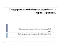 Государственный бюджет зарубежных стран. Франция