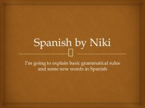 Spanish by Niki I’m going to explain basic grammatical rules and some new words in Spanish