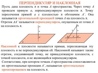 Перпендикуляр и наклонная