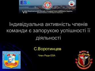 Індивідуальна активність членів команди є запорукою успішності її діяльності. Конгрес Асоціації анестезіологів України