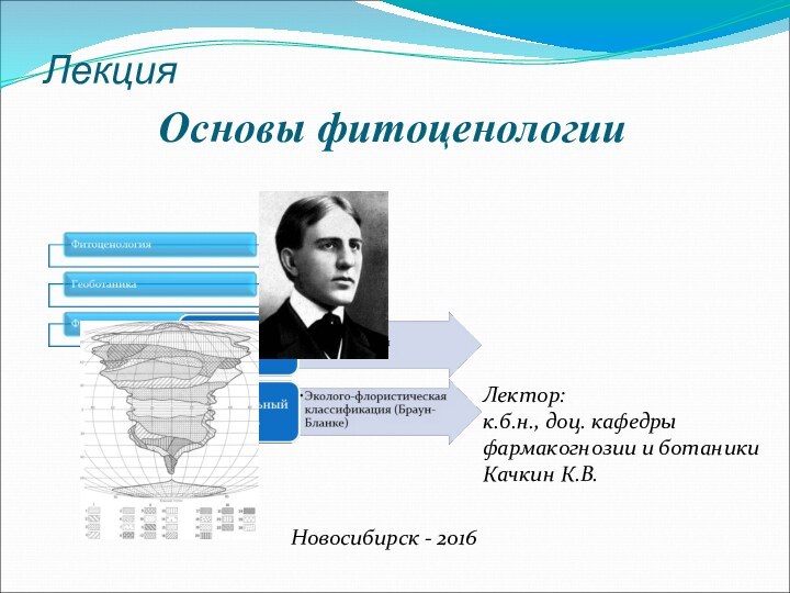 ЛекцияОсновы фитоценологииЛектор: к.б.н., доц. кафедры фармакогнозии и ботаникиКачкин К.В. Новосибирск - 2016