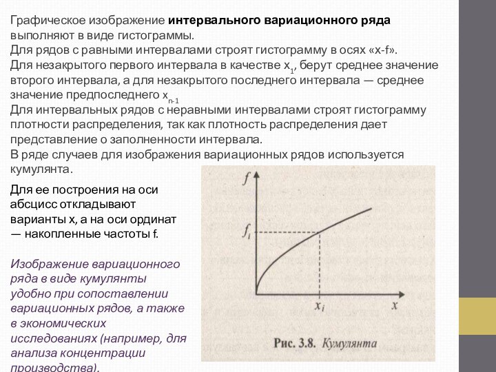 Графическое изображение интервального вариационного ряда выполняют в виде гистограммы. Для рядов с