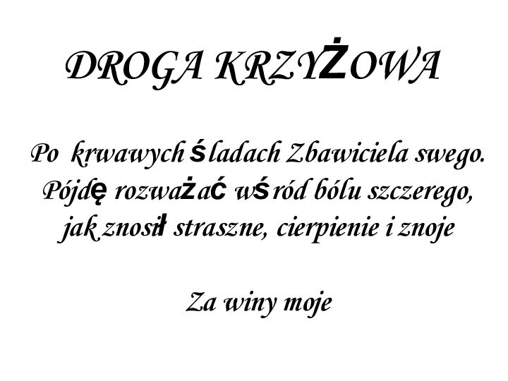 DROGA KRZYŻOWAPo krwawych śladach Zbawiciela swego.