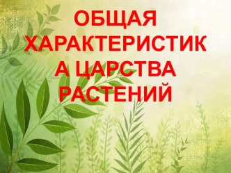 Общая характеристика царства растения