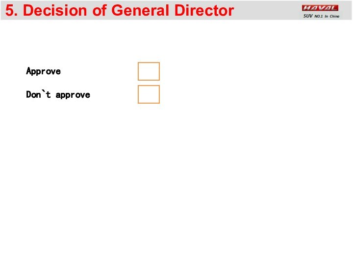 5. Decision of General Director  ApproveDon`t approve