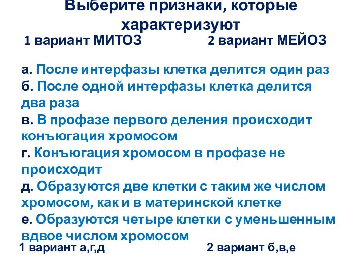  1 вариант МИТОЗ