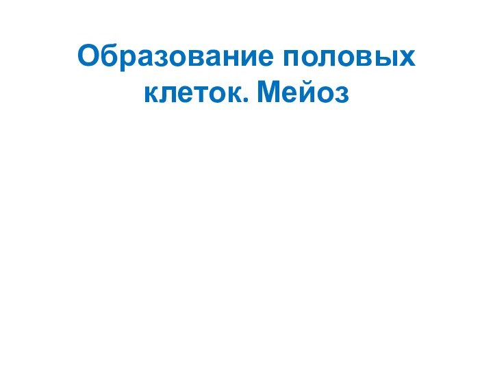 Образование половых клеток. Мейоз