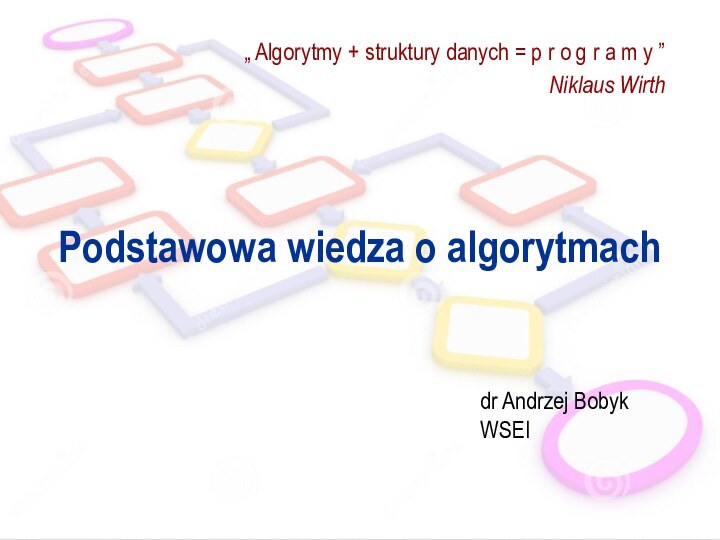  dr Andrzej Bobyk WSEI	„ Algorytmy + struktury danych = p r o