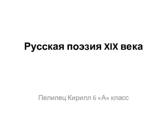 Русская поэзия XIX века