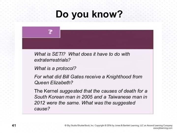 Do you know?What is SETI? What does it have to do with