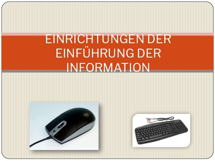 EINRICHTUNGEN DER EINFÜHRUNG DER INFORMATION