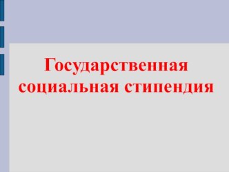 Государственная социальная стипендия