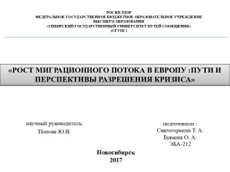 Рост миграционного потока в Европу: пути и перспективы разрешения кризиса