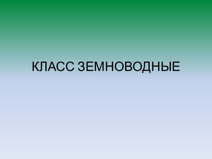 КЛАСС ЗЕМНОВОДНЫЕ