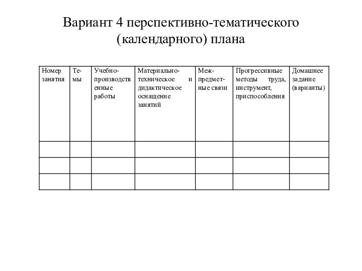 Вариант 4 перспективно-тематического (календарного) плана